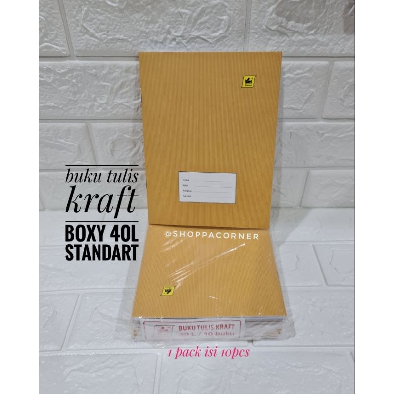 

BUKU TULIS KRAFT BOXY 40 LEMBAR STANDARD / BUKU SAMPUL 40L / 1 PAK ISI 10PCS