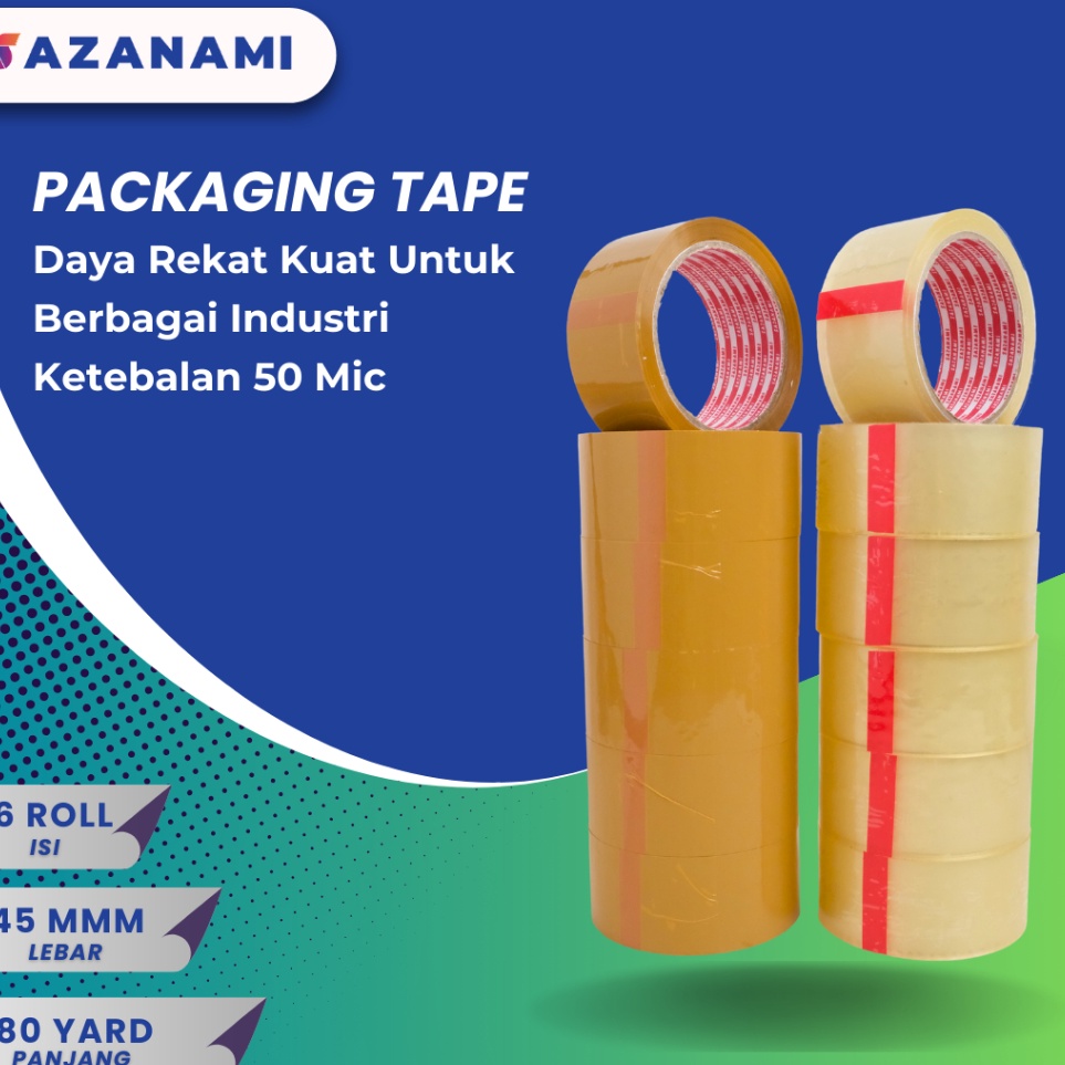 

KODE A79L Lakban Bening 2 Inch 8Y Yard Sazanami Opp Tape Isolasi Selotip