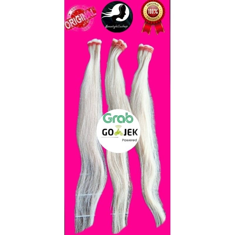 BLONDE#Rambut sambungan 20 (Helai)panjang 50-55 cm Rambut 100% dijamin asli