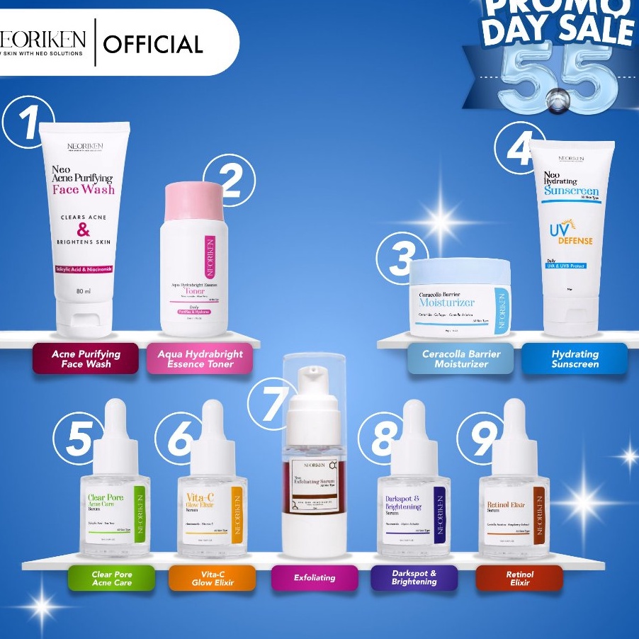 55 COD Neoriken All Varian Skincare  Exfoliating Serum  Acne Serum  VitaC Serum  Darkspot Serum  Ret