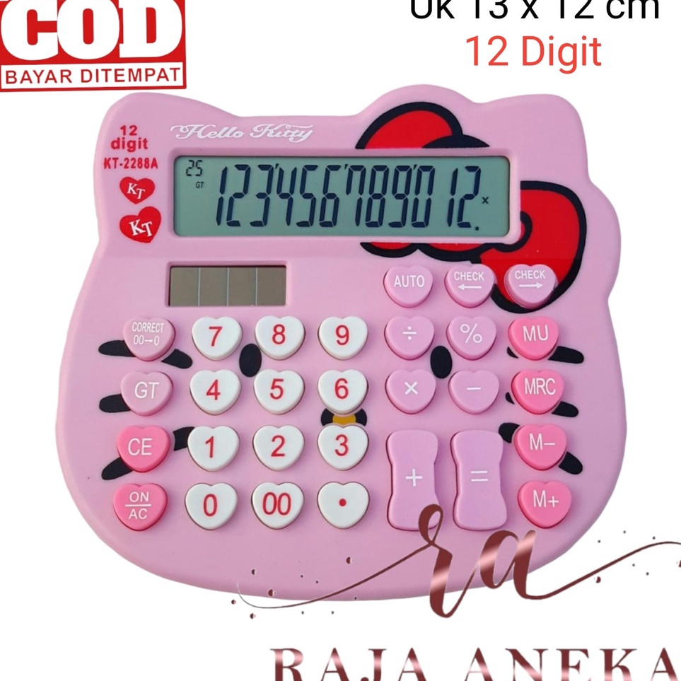 

KODE C55P Kalkulator Kepala Hello Kitty Pink 12 Digit IMUT LUCU MANIS HELO KITY KITI Hello Kitty M KT2288