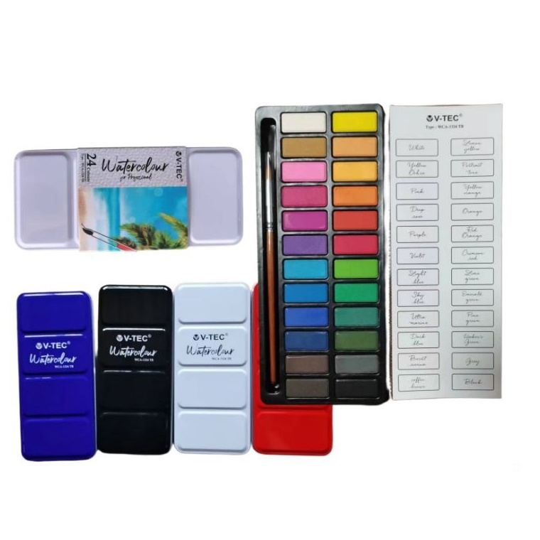 

KODE C44T VTEC Watercolor Kaleng Cat Air Tin Case WCA1312 1324 TB 12W 24W Kuas