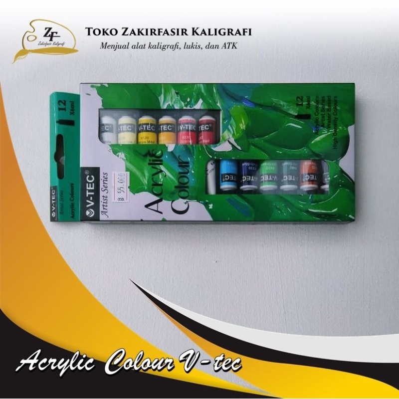 

V-TEC ACRYLIC COLOUR / CAT AKRILIK 6ML / 12 COLORS WARNA PER SET VTEC