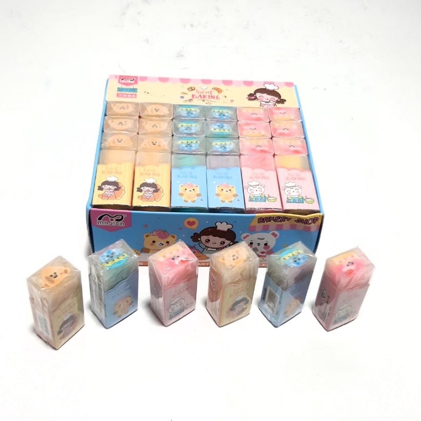 

KODE J54T Harga Grosir 1Kotak36pcsPenghapusEraser Pensil Gambar SWEET BAKING Dan BUNGA Ukuran 5X2X1CM