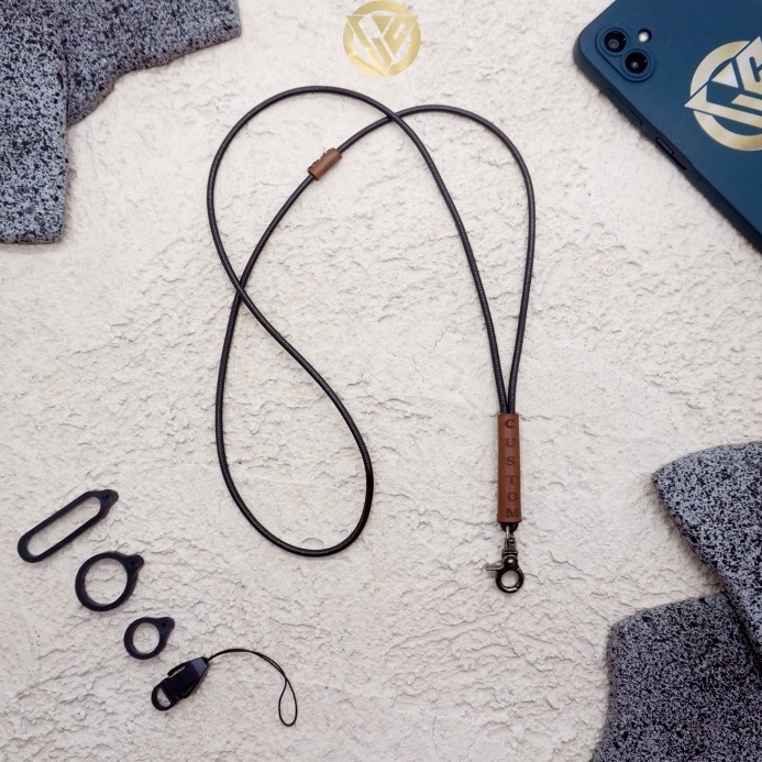 

KODE D27S Lanyard Leather Custom Nama Lanyard kulit Grafir Kalung Name Tag