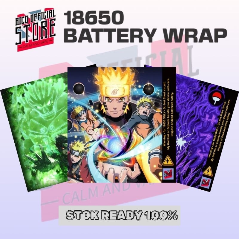 Pelindung Baterai - Wrap Skin Baterai 18650 Motif Naruto Sasuke Anime Original - Wrap Batre 18650 Mo