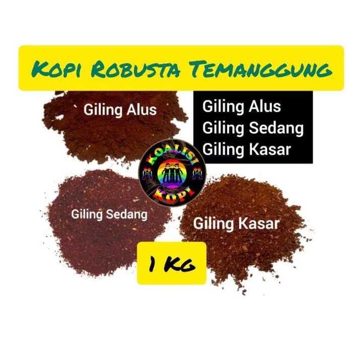 

Kopi Bubuk Robusta Temanggung 1Kg, Blend Kopi Susu, Medium to dark dan dark