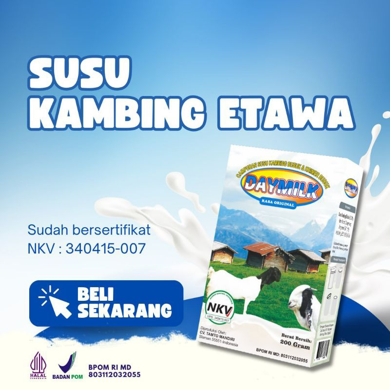 

Susu Kambing Etawa Bubuk DAYMILK 200gr Halal Bpom Makassar