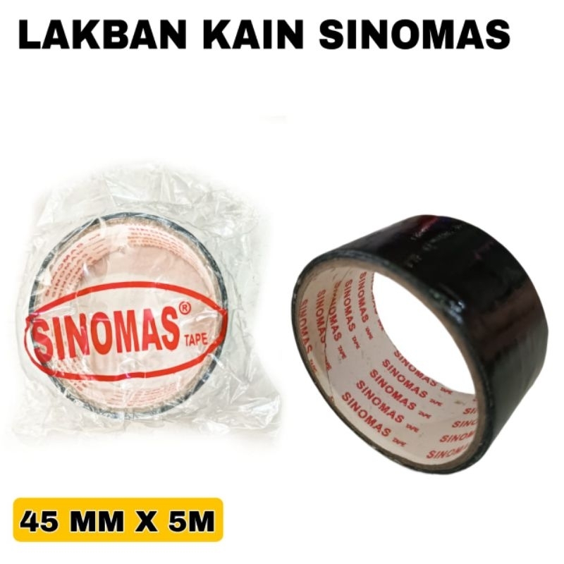 1 Roll Lakban Kain Hitam Sinomas 45 MM x 5M/Lakban Kain Hitam