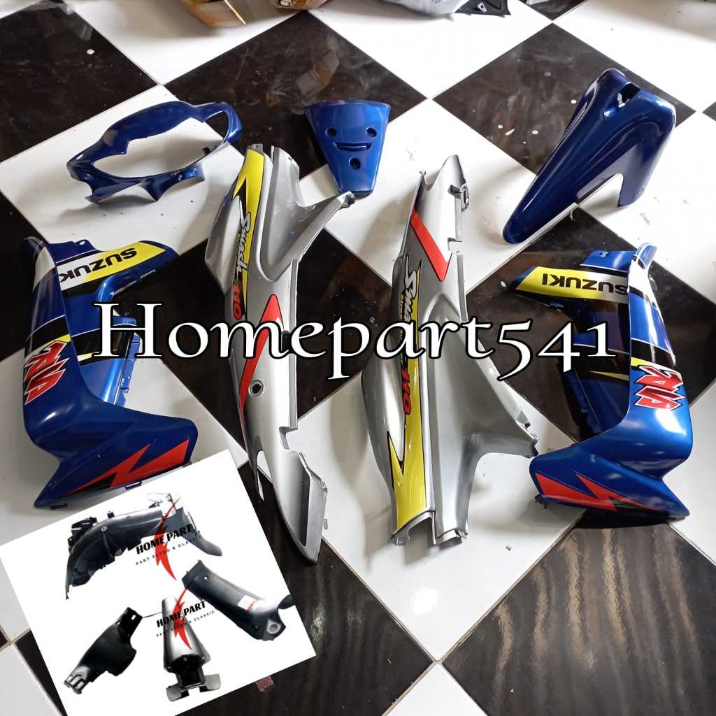 FULL SET BODY HALUS BODY KASAR SMASH 110 LAMA SMASH OLD SET STRIPING BIRU SILVER