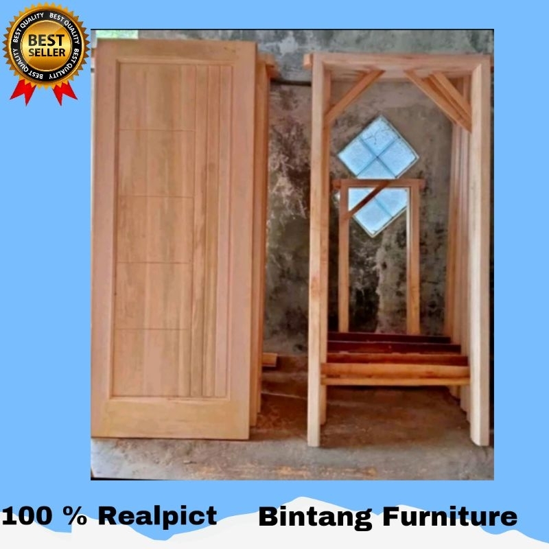 Kusen + Pintu Utama Rumah Kayu Mahoni Pintu Kamar Murah