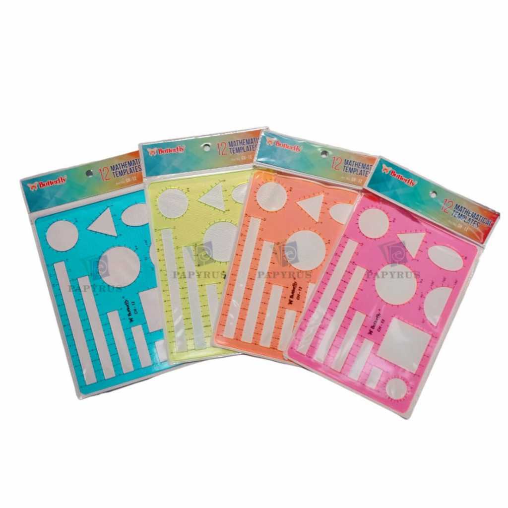 

RULER / GARISAN / PENGGARIS PLASTIK / PENGGARIS BUTTERFLY / PENGGARIS WARNA / MATHEMATICAL TEMPLATES BUTTERFLY CH12