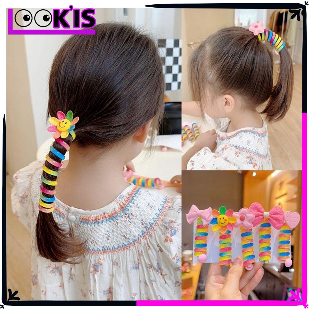 LOOK'IS Ikat Rambut Spiral Aksesoris Kunciran Rambut Anak Perempuan Aksesoris Ponytail Fashion Korea