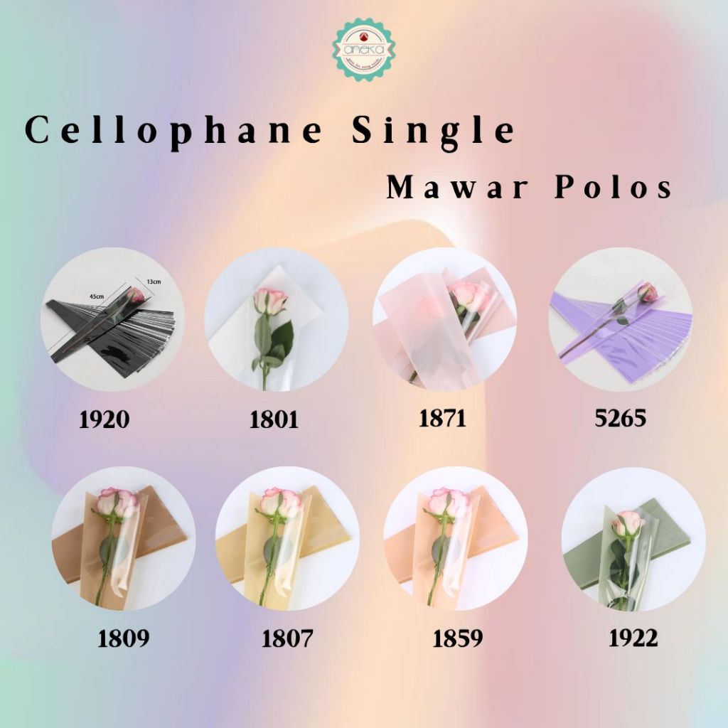 

ANEKA - [ PCS ] Cellophane Plastik Single Bouquet Pembungkus Bunga Mawar Satuan Bungkus Segitiga