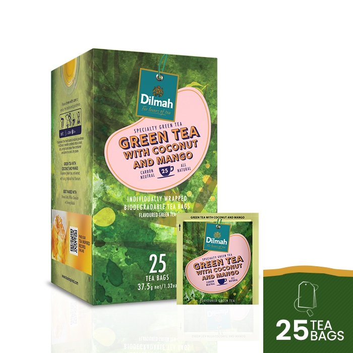 

Dilmah Yum Green Tea with Coconut & Mango 25s - Teh Celup