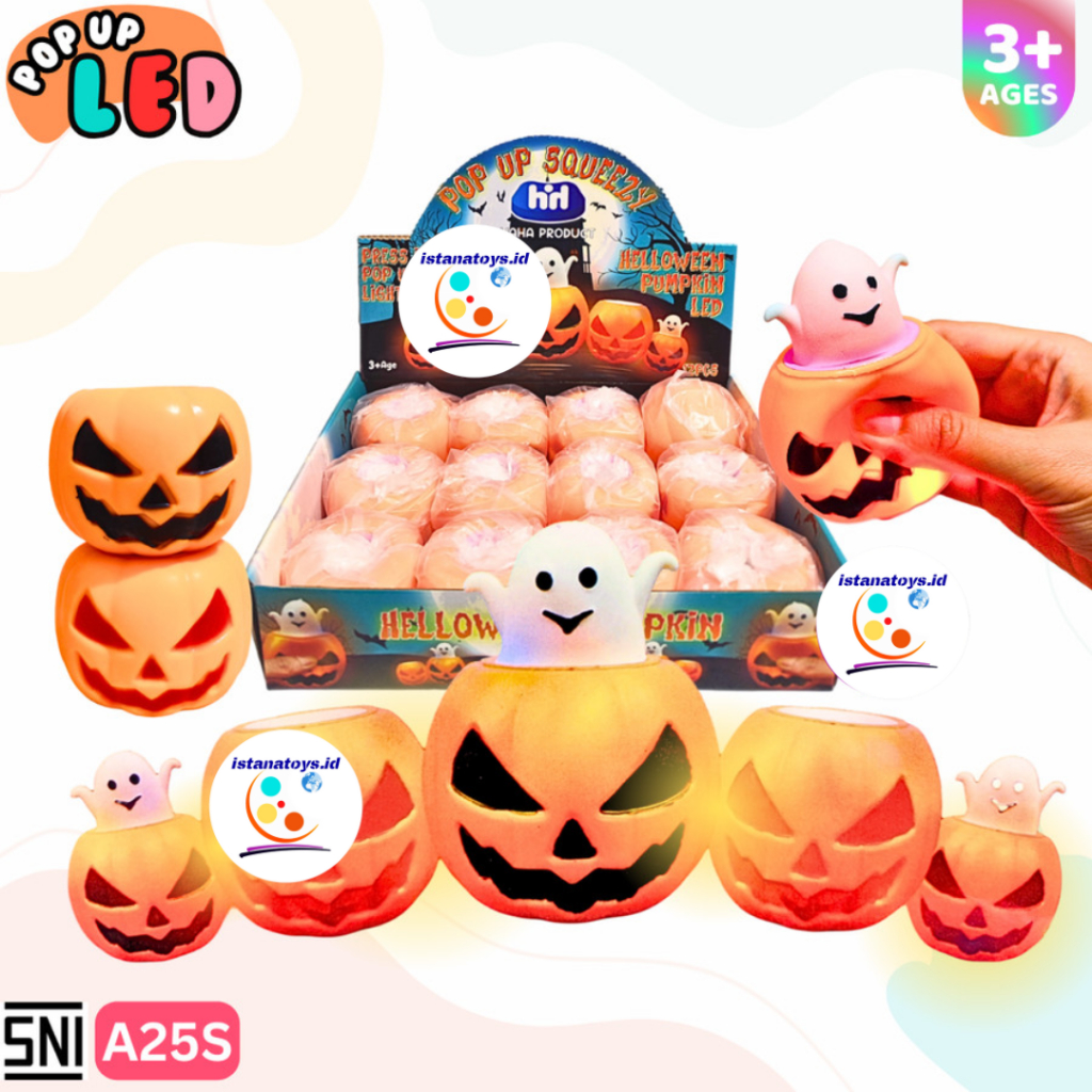 ID Mainan Squishy Pop Up LED Labu Hantu A25S