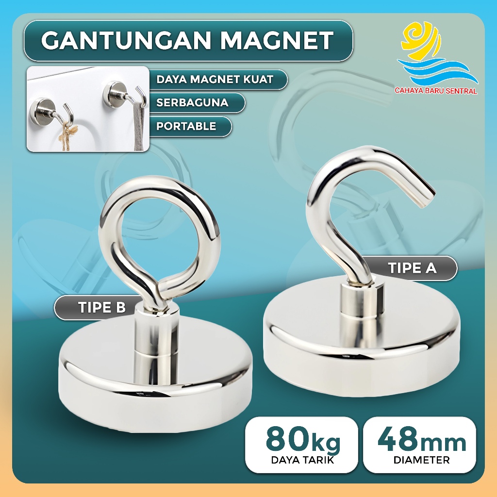 Gantungan Magnet HOOK Neodymium STRONG 48mm