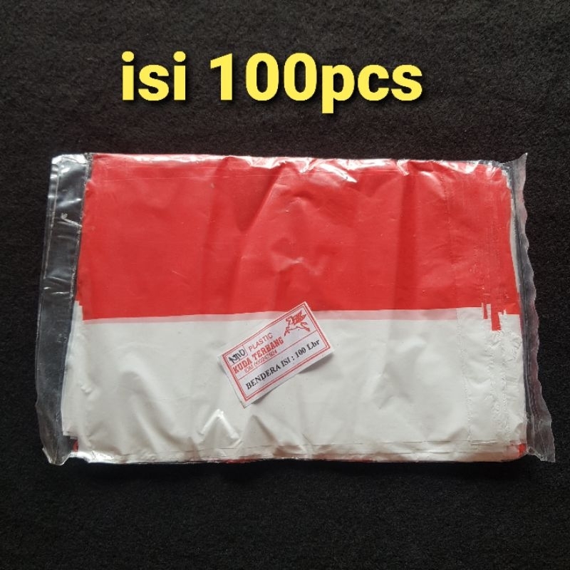 100pcs Bendera Merah Putih Plastik / Bendera Plastik / Bendera Indonesia