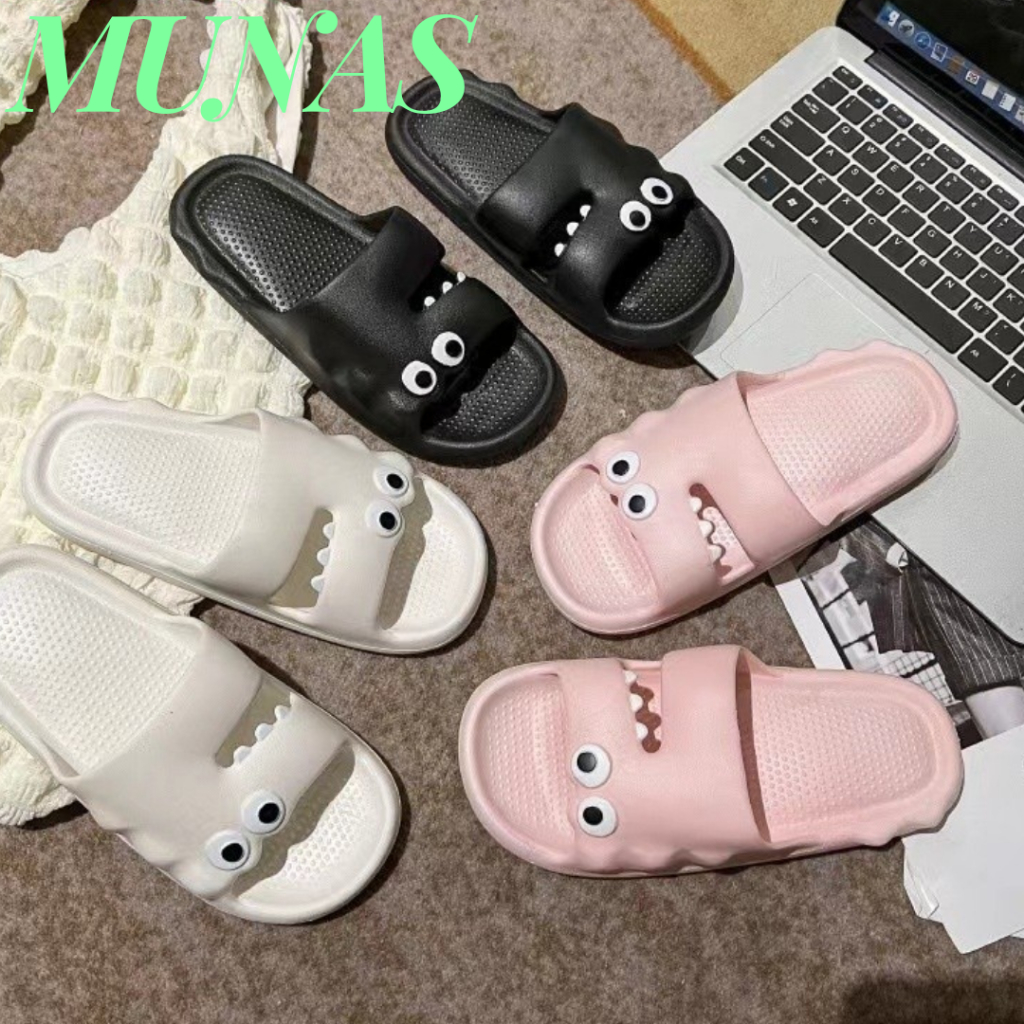 MUNAS Sandal Selop Unisex Cute Crocodile 6849 Sendal Rumahan Cewek Cowok Motif Buaya Bahan Karet Teb