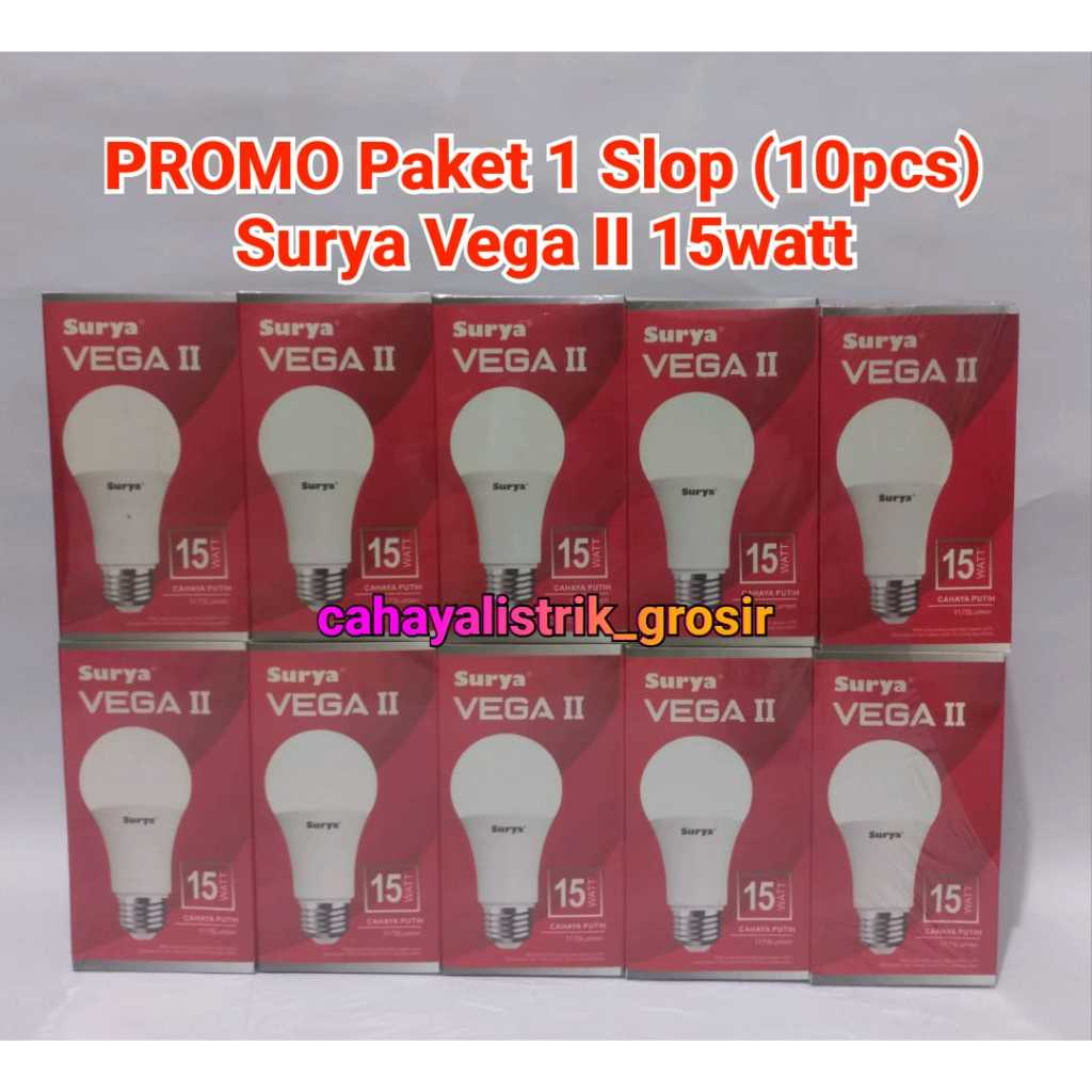 Surya Vega 15watt PROMO Paket 1 Slop (10pcs) Lampu Led Bulat 15 watt SURYA VEGA  / Bohlam Lampu  Ber