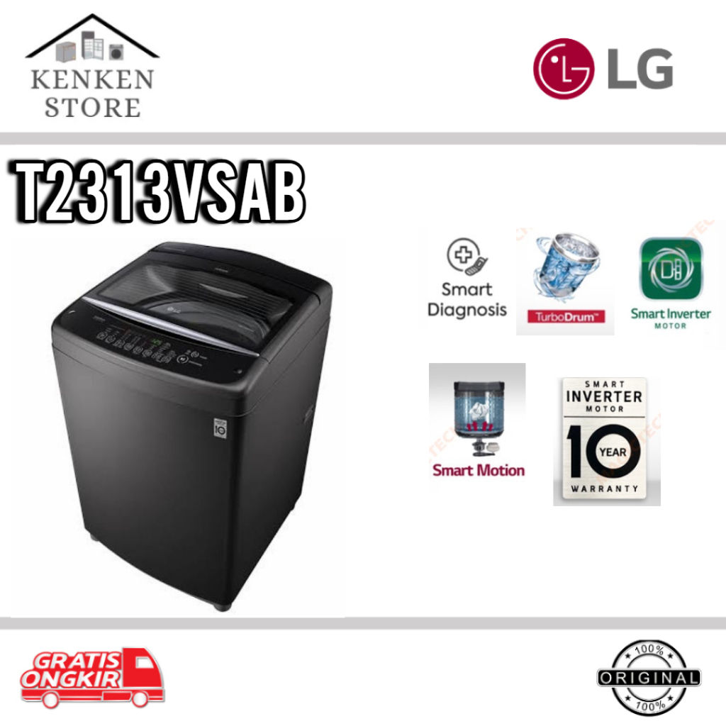 MESIN CUCI 1 TABUNG LG T2313VSAB 13KG INVERTER TOP LOADING LG