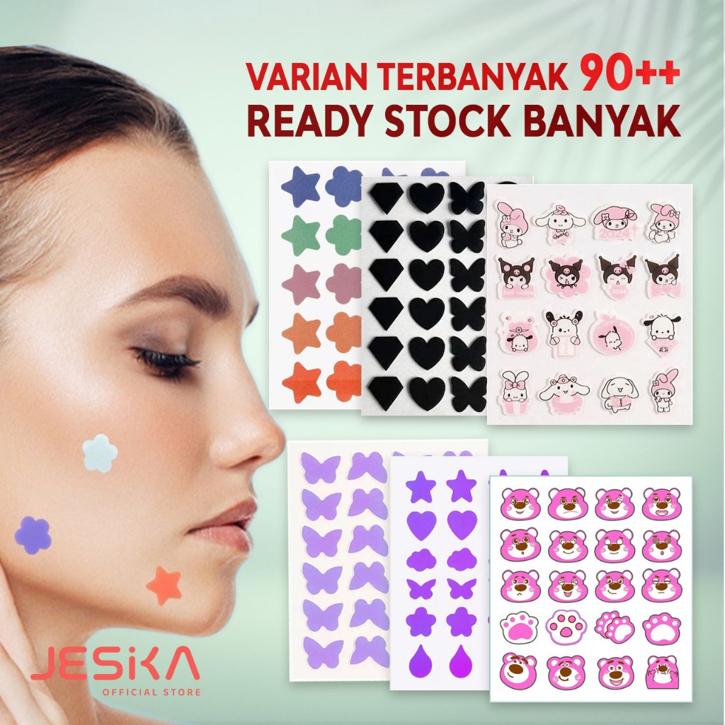 Acne pimple patch lucu karakter bentuk bintang bunga smile kupu warna korea kulit transparan agne pa