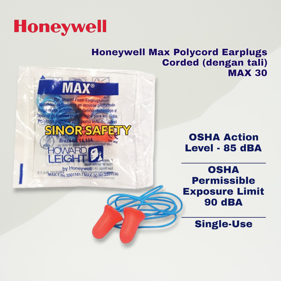 Earplug Honeywell Corded Disposable Foam Earplug MAX-30