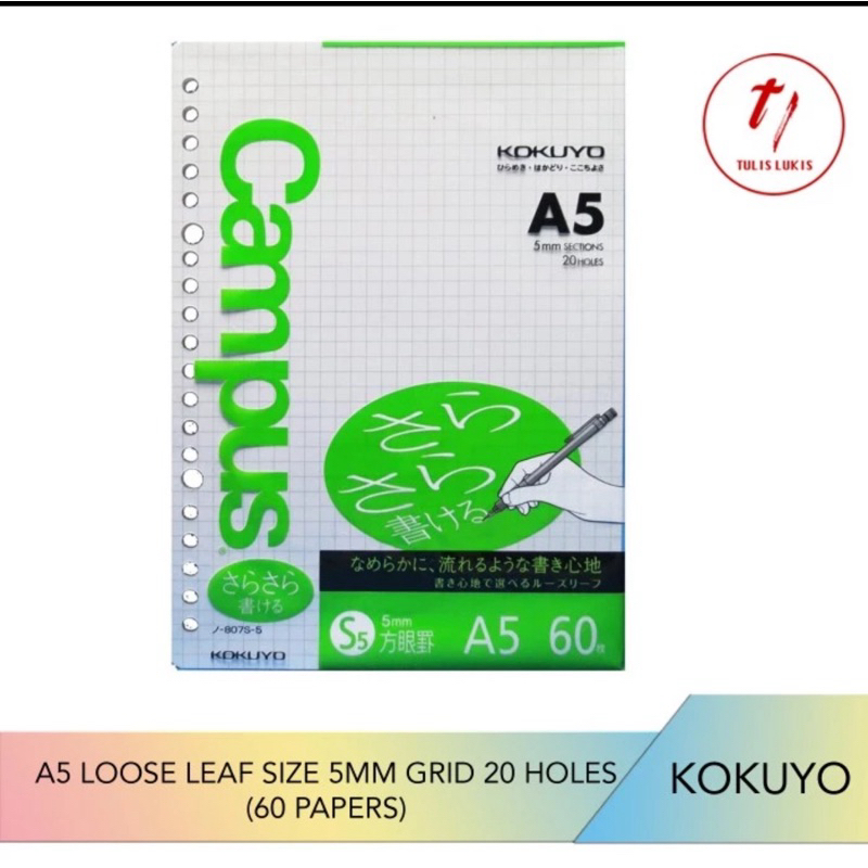 

Kertas Loose Leaf Kokuyo Grid A5 N-807S-5N