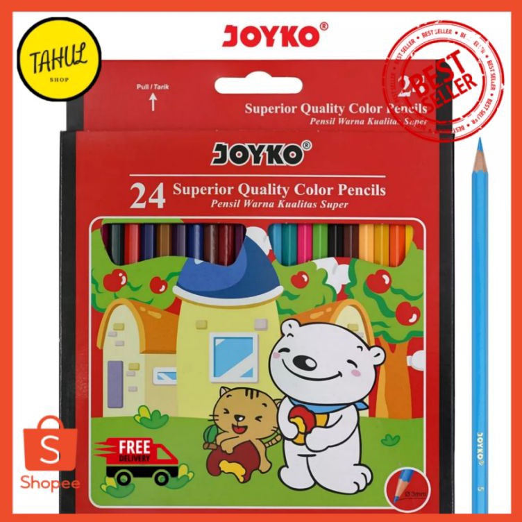 

KODE X99C 1 Set 24 Warna Pensil Warna Joyko Panjang 24 Warna CP24PB Joyko Pensil Warna Panjang Superior Quality Color Pencils Hexagonal Grip