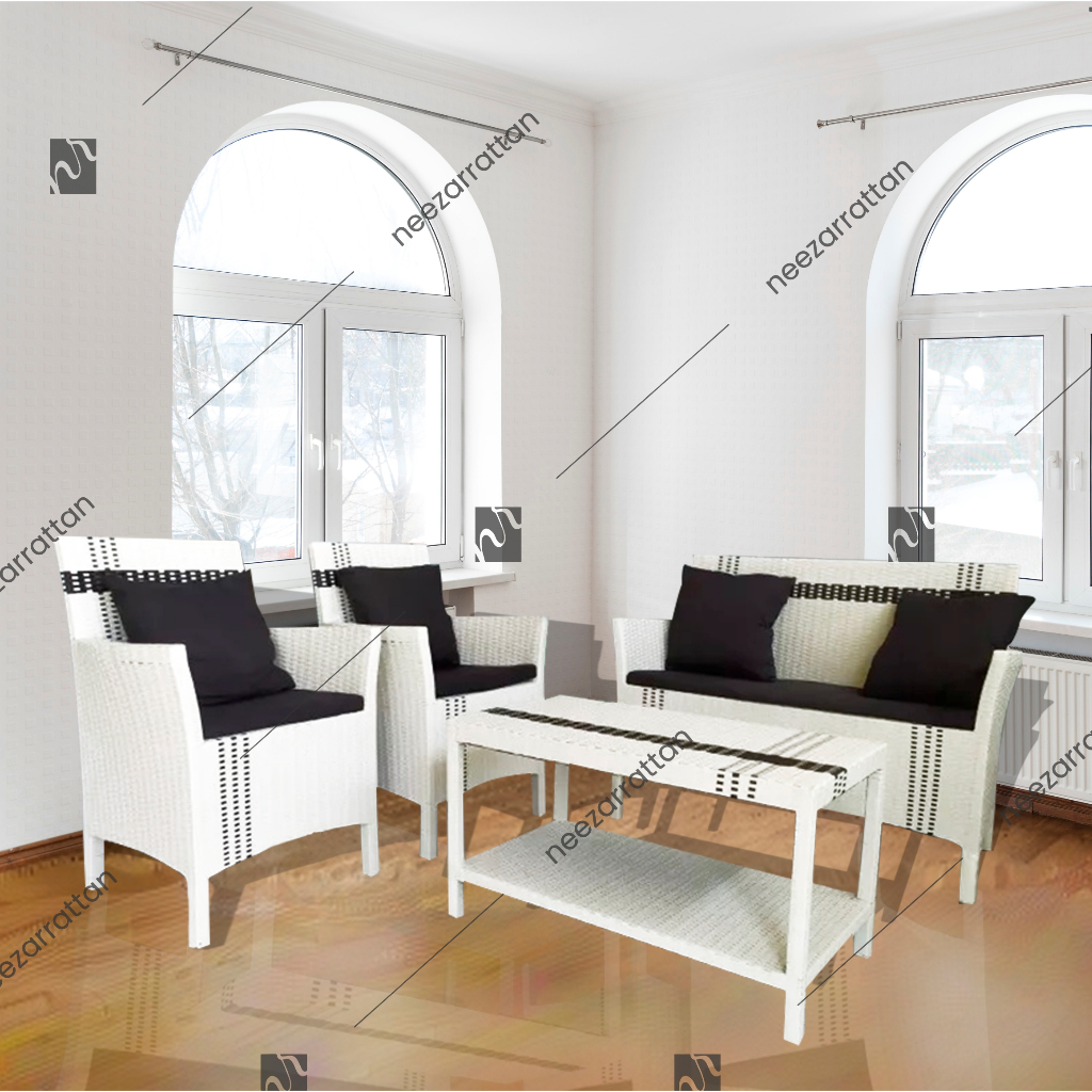 1 Set Kursi Rotan Sintetis  Bangku Sofa Hawai Santai Furniture Set Meja Panjang Teras Ruang Tamu