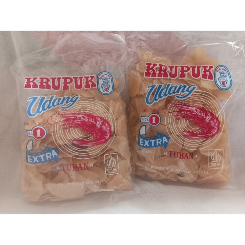 

KERUPUK UDANG NO 1 EXTRA TUBAN GUCI TOAK - 250g Kerupuk Potongan Kecil