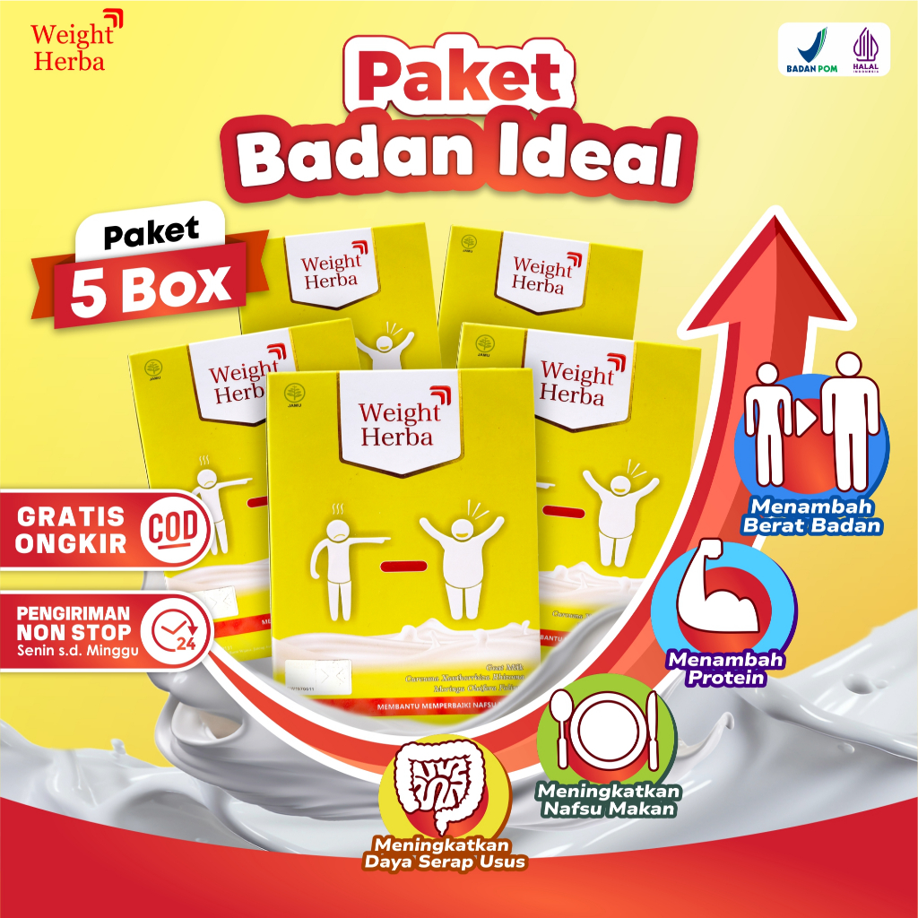 

Paket 5 Box Weight Herba – Badan Berisi, Percaya Diri Meningkat Susu Penambah Berat Badan Susu Menambah Nafsu Makan Dan Susu Asupan Tubuh Susu Berat Badan Susu Gemuk Susu Busui Susu Badan Besar Susu Gula Rendah Susu Diabetes