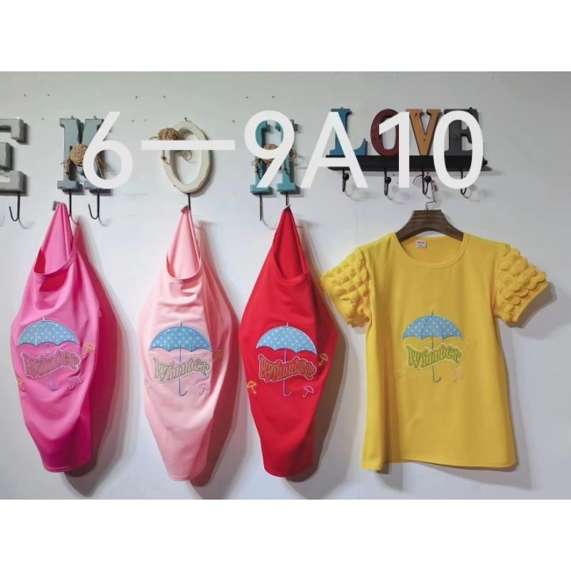 Baju KAOS BLUS ATASAN IMPORT KOREA ANAK 2-10 TAHUN CEWEK PEREMPUAN LENGAN PENDEK JAGUNG ADEM LEMBUT 