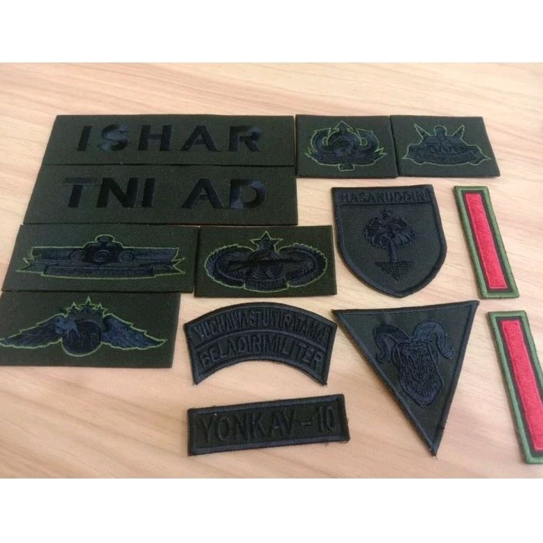 FULL SET ATRIBUT PAPAN NAMA BORDIR PDL TNI AD LENGKAP