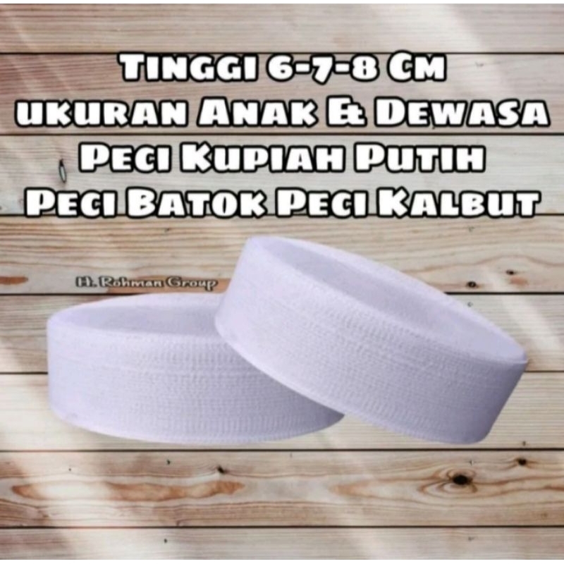 Peci Songkok Habib Bahar Kupiah kopiah Kalbut putih polos batok kopiah haji
