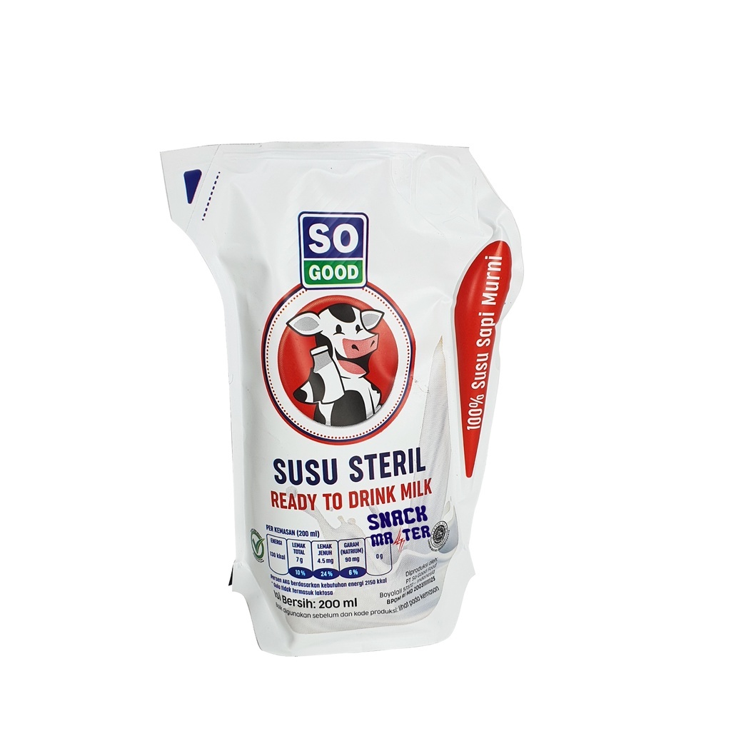 

So Good Susu Steril 200ml 100% Susu Sapi Murni Ready to Drink Milk
