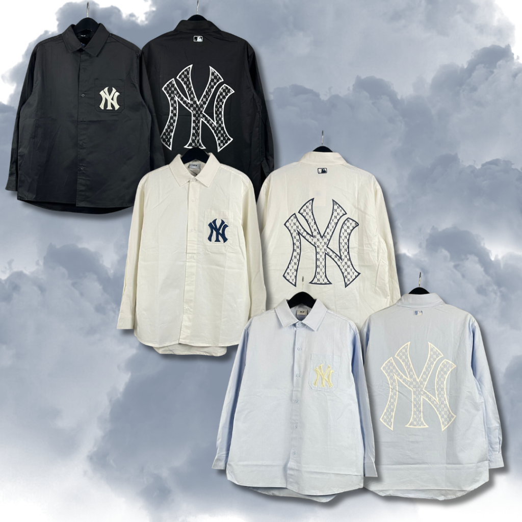 [NEW ARRIVAL] Baju Kemeja Pria & Wanita (Unisex) MLB -15 NY Monogram Long Sleeve VVIP QUALITY MLB-15