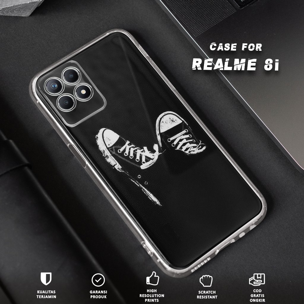 CASE REALME 8i - CASING REALME 8i Motif SPOKAT - Softcase Premium Fourside - Bening Transparant - Si