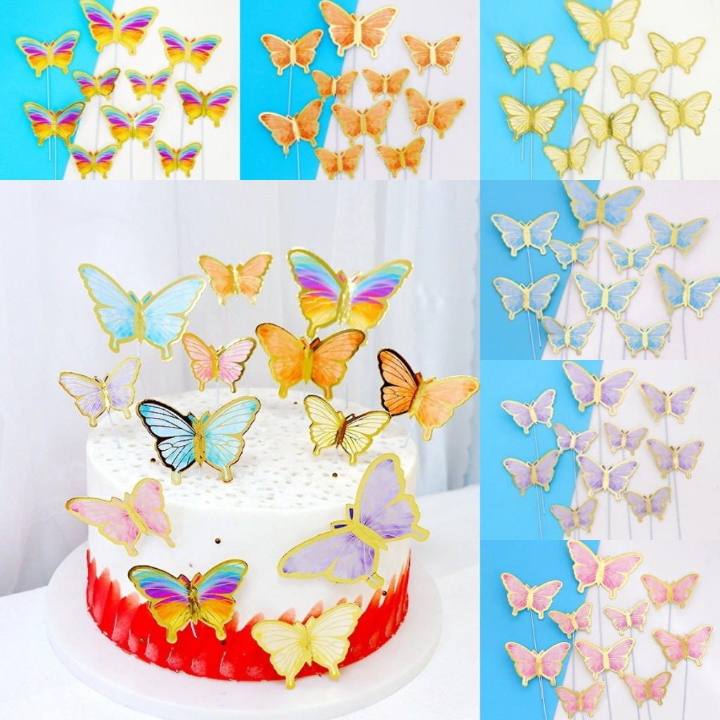 (SET ISI 10 / 1 PCS) TOPPER KUPU KUPU SET | CAKE DECORATION nyota