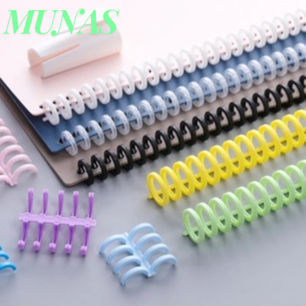 

MUNAS Spiral Binder Strip Lingkaran Buku Cincin Ring Binder Plastik Spiral 30 Lubang DIY Pengikat Kertas Buku Album Buku Tempel Buku Spiral A4