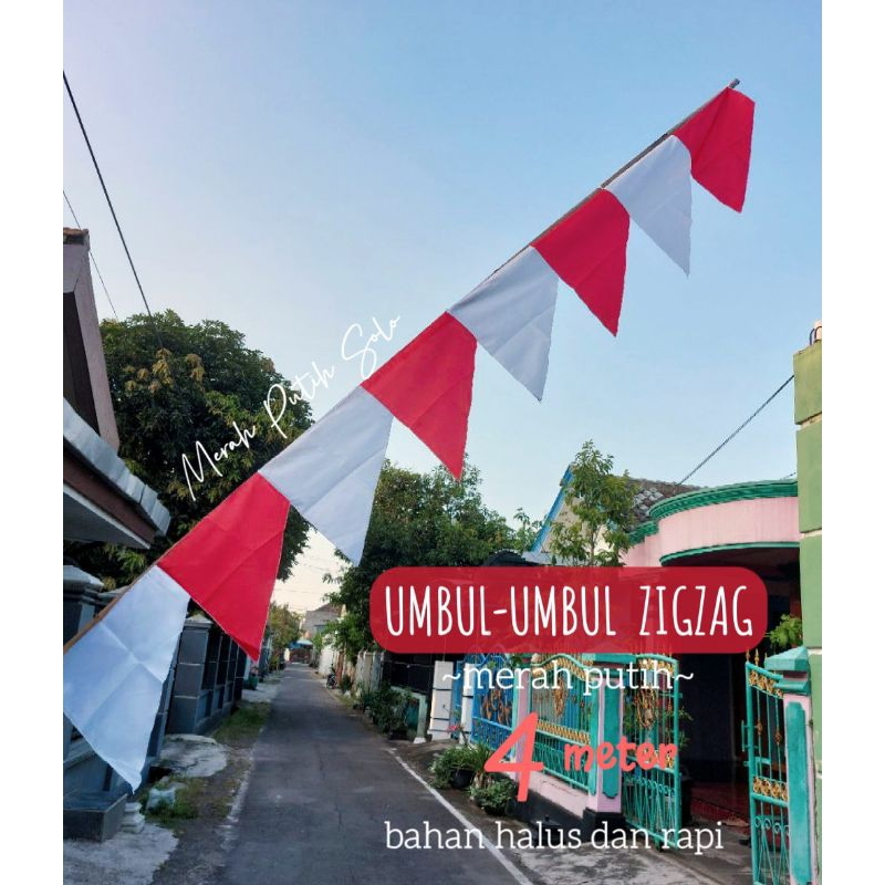 Umbul-umbul Gergaji / umbul-umbul Zigzag Merah Putih 4 Meter / Bendera Merah Putih