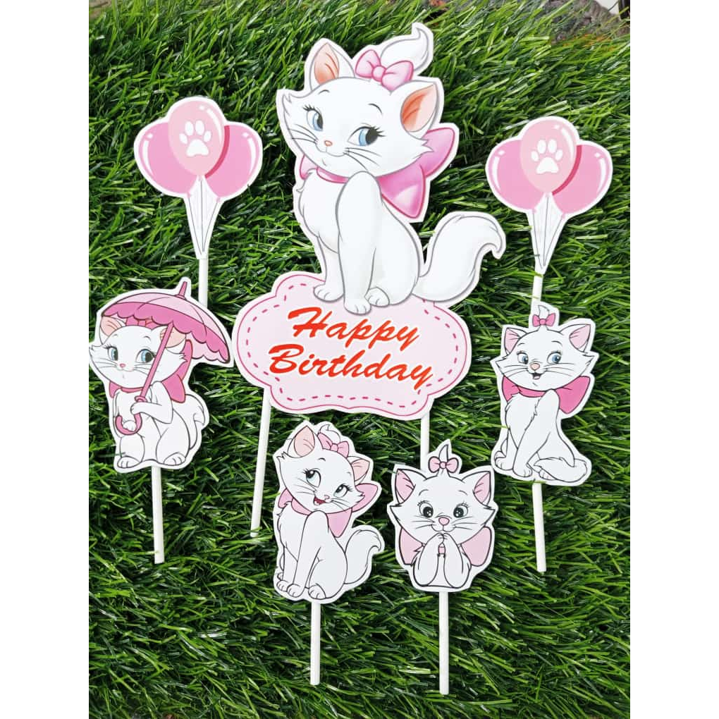 Topper cake/ hiasan ulang tahun anak karakter kucing mery