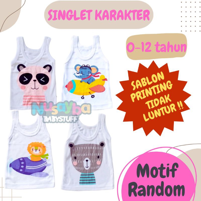 [TERMURAH] COD (YB) SINGLET HARIAN KARAKTER ANAK / SIZE S-XL / KAOS DALAM MOTIF KARAKTER LUCU