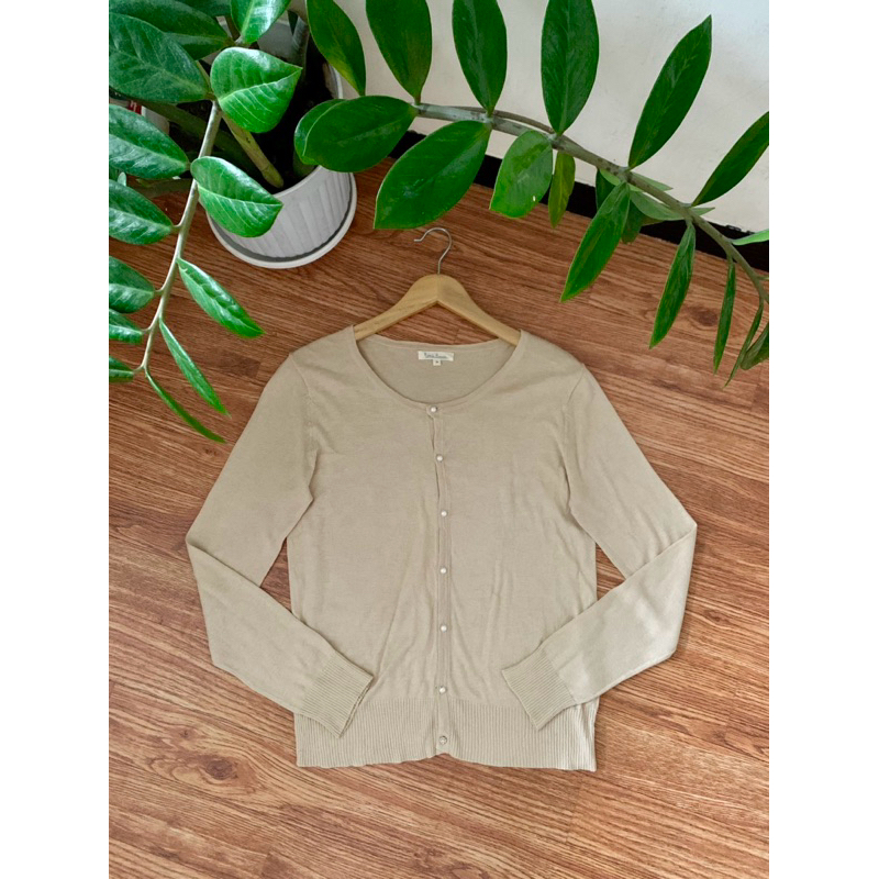 Rope Picnic Cardigan Moca Kancing Mutiara