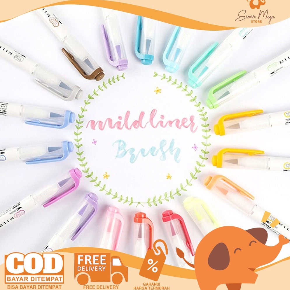 

KODE U32P Zebra Mildliner Brush Pen Pastel Marker Double Ended Highlighter Pastel Lucu Unik Murah