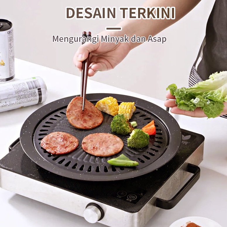 Paling Dicari GROSIR GRILL PAN PANGGANG PANGGANGAN DAGING ELESS BBQ BULAT PANGGANGAN SOSIS