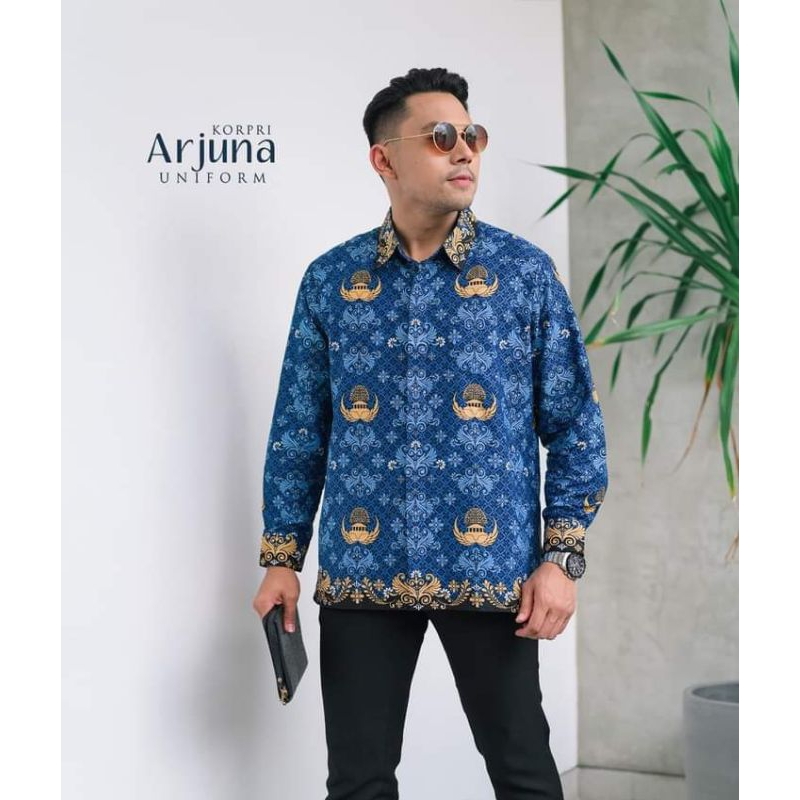 Baju Korpri Resmi 2024 Pria dan Wanita Resmi Sritex C40s Motif Terbaru Lapis Furing Lengan Panjang
