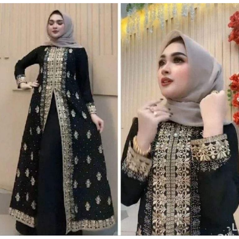Serbuuuu Zifa Fashion  Cod  Ismi Dress Abaya Bordir Mewah Payet Tabur Swarovski Ori  Arabian Dress H