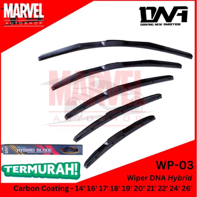 ART N24O WIPER MOBIL PREMIUM HYBRID BLADE DNA  WIPER MOBIL UNIVERSAL CARBON COATING  WIPER KACA DEPA