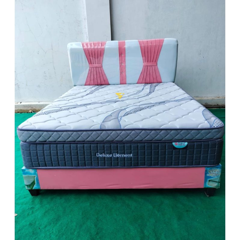 Bed Set Central Deluxe Element UK 160x200cmBonus bantal dan gulingRincian: Dipan,Kasur Central Delux